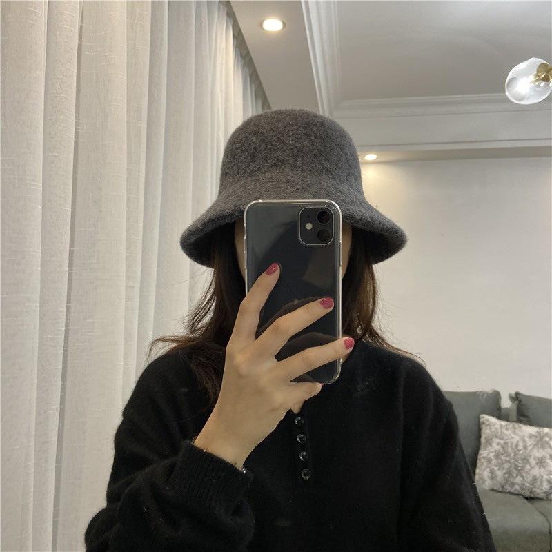 Cashmere Wool Adjustable Fisherman Hat Women's Thickened Autumn and Winter Basin Hat Woolen Japanese Style Small Brim Short Brim Fisherman Hat