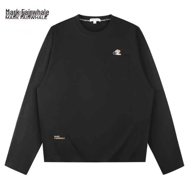 Mark Fairwhale Men's Pocket Embroidery Long Sleeve Crew Neck T-Shirt