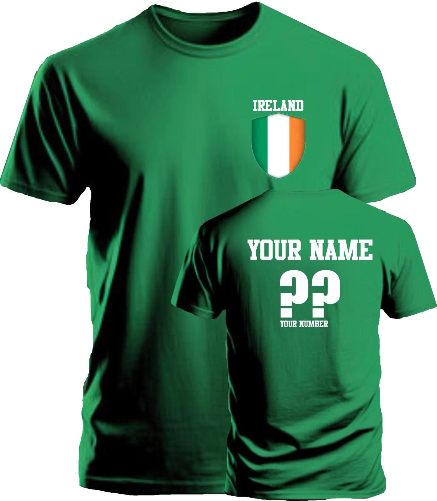 Personalise Ireland Football T-Shirt Soccer Fans Sports Costume Flag Badge Gift S