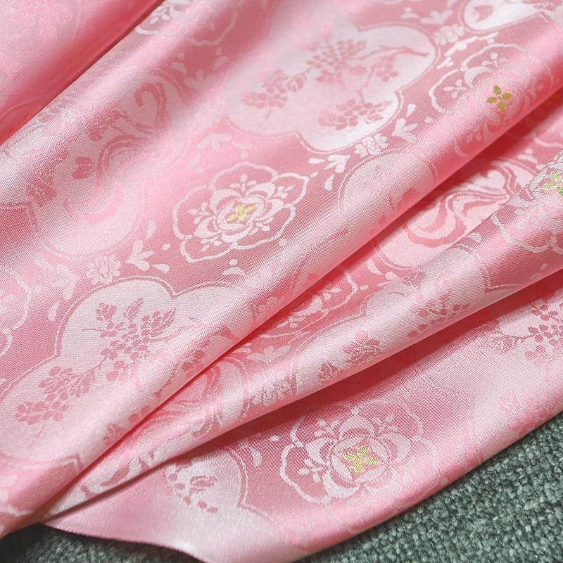 100x150cm High End Jacquard Fabric Small Golden Osmanthus Lotus Flower Brocade Fabric for Cheongsam Horse Face Skirt DIY Sewing