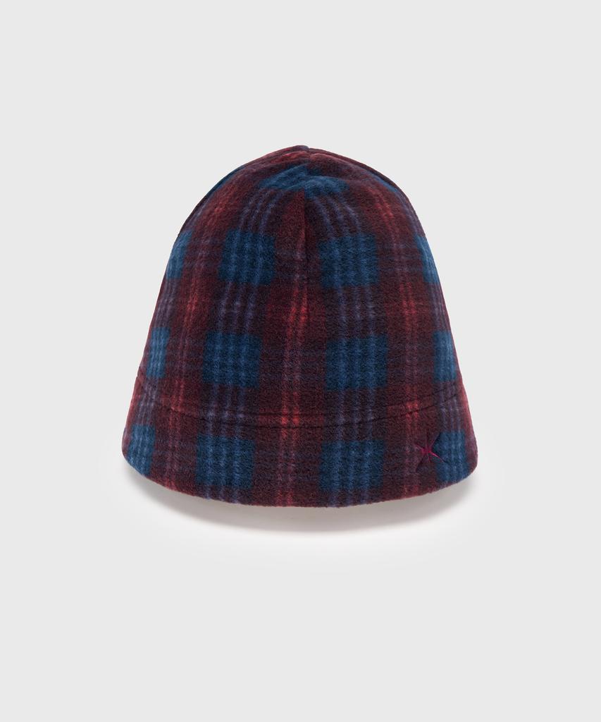 Yunse Hatch Embroidered Beanie (Burgundy Check)