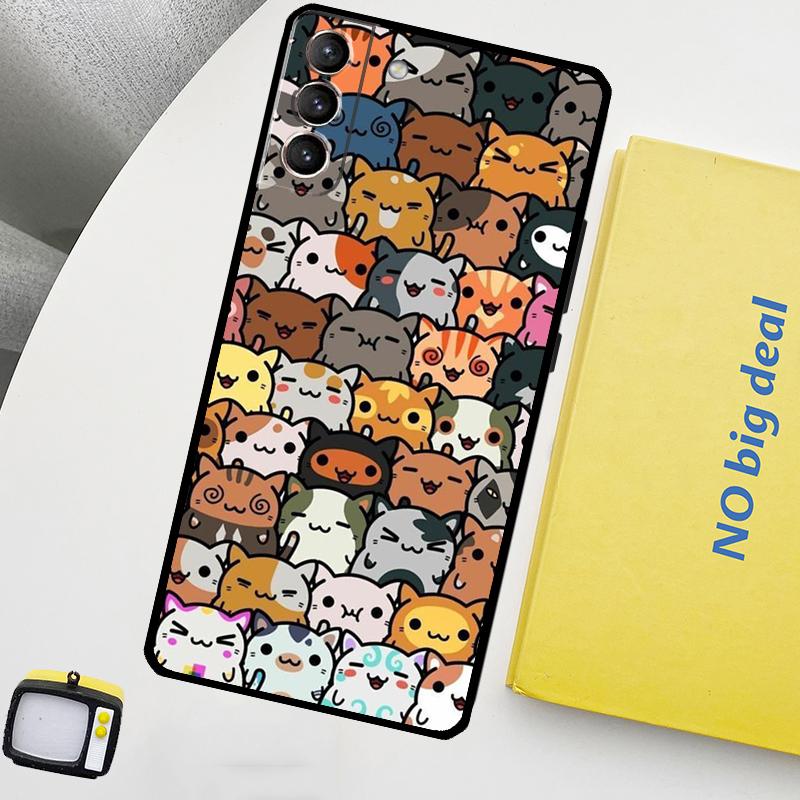 Funny cute cats Phone Case For Samsung Galaxy S25 Ultra S20 S21 S22 S23 Plus S9 S10 S25 FE S24 Ultra Cover