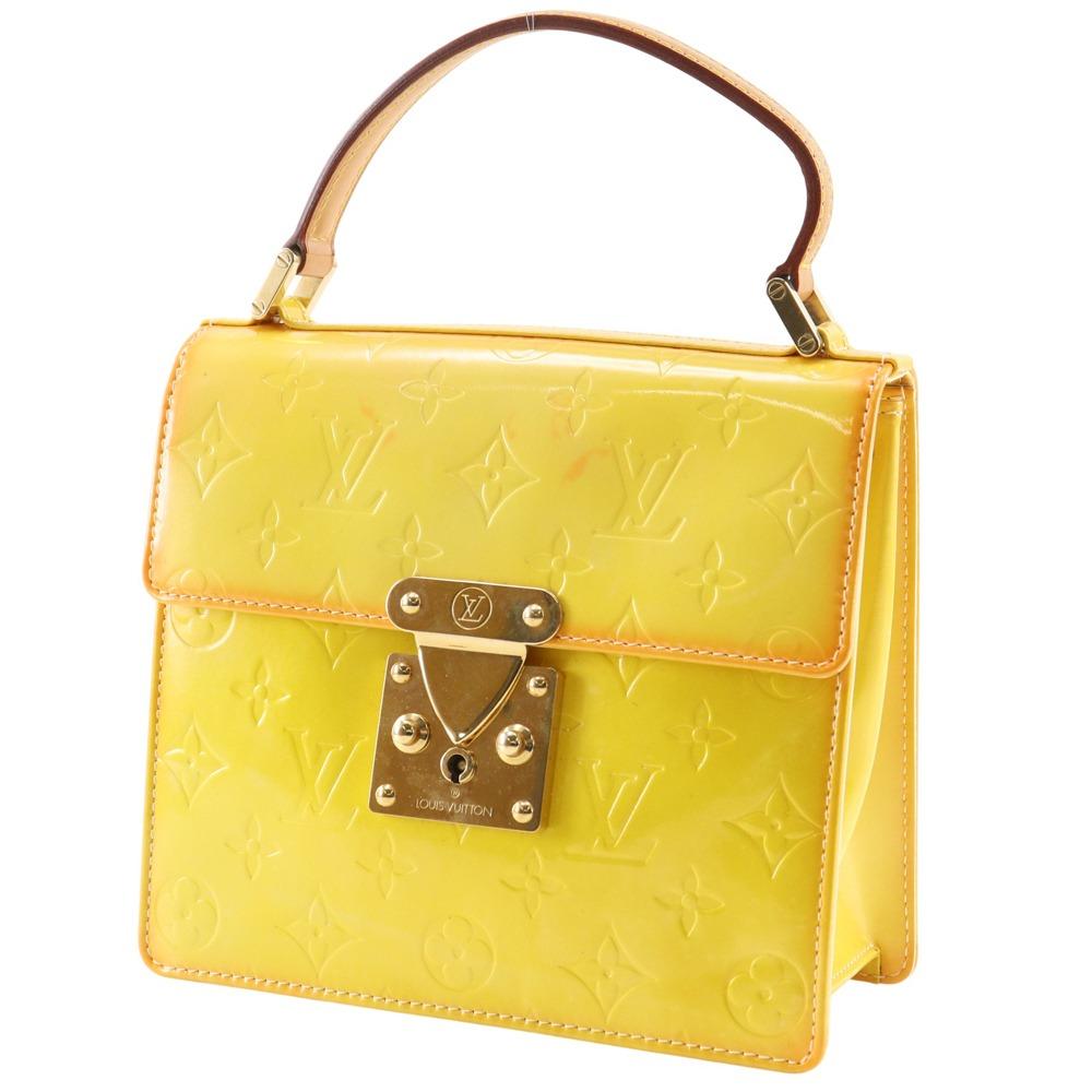 LOUIS VUITTON Spring Street Handbag M91029 yellow Monogram Vernis Women Used