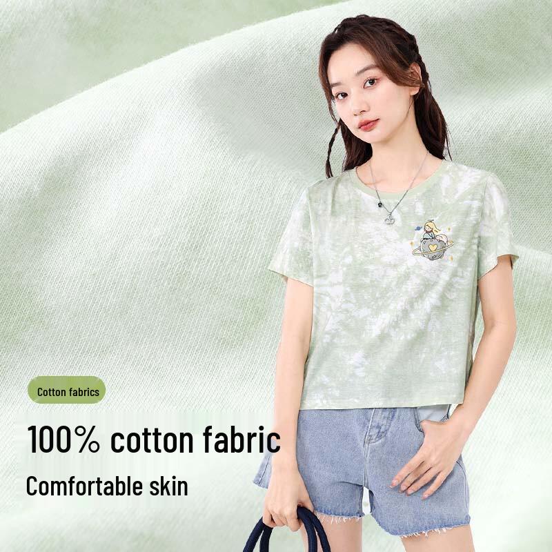 Warrior Women's Summer Cotton Tie-Dye Short Sleeve T-Shirt