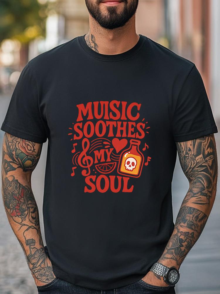 Music Soothes My Soul T-Shirt Fun Tequila & Tunes Graphic Tee Party Unisex Tee Unisex T-Shirt S