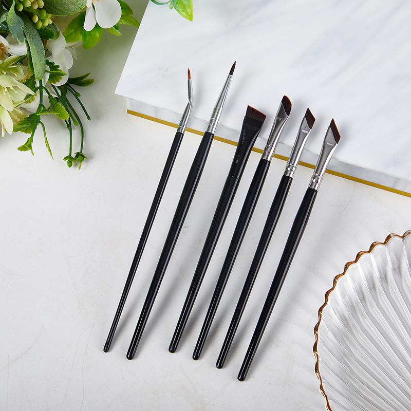 6 Stück Upgrade Blade Eyeliner-Pinsel, ultradünner, fein abgewinkelter, flacher Augenbrauenpinsel, Make-up-Pinsel unter den Augen