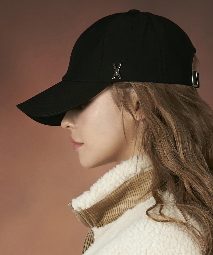 Bajal Silver Studded Oversized Ball Cap Black