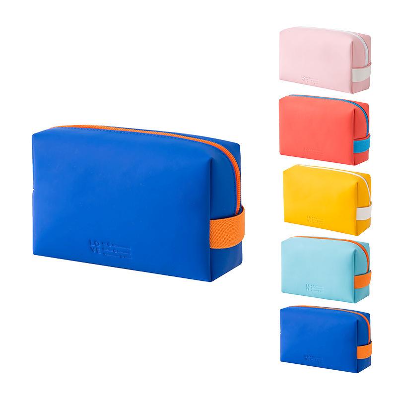 Portable Waterproof Pu Cosmetic Bag Travel Handheld Toiletry Storage Pouch
