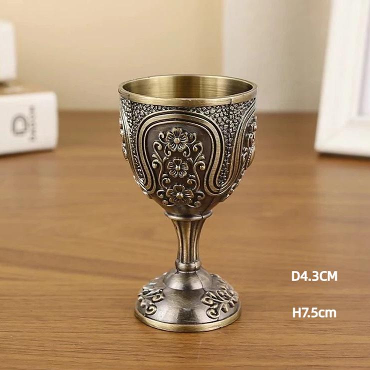 Light Luxury Engraved Bronze Wine Goblet – Vintage High Foot White Wine Glass for Home, Party & Bar