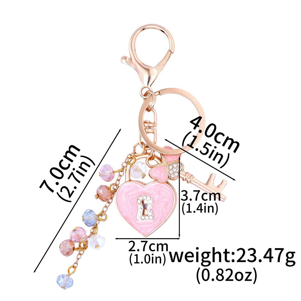 New Fashion Rhinestone Bow Key And Heart Lock Bag Keychain For Women Bag Charm Key Chain Birthday Gift Jewelry