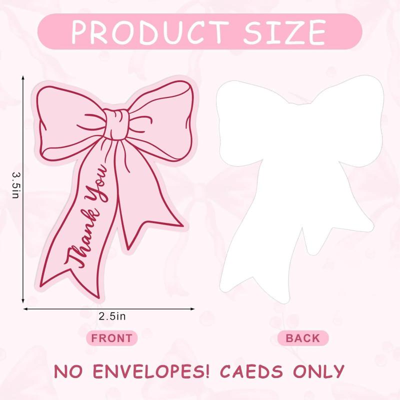 50pcs Bow DIY Handwritten Family Party Gift Card Child Birthday Gift Card Restaurant Business Mini Thank You Card