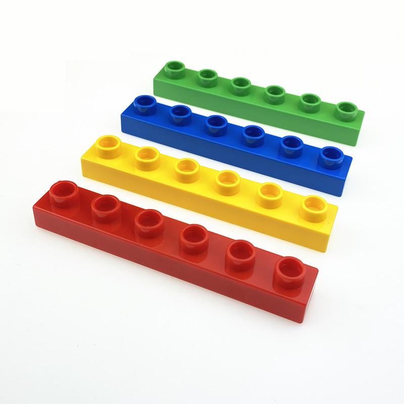 Groot formaat Blok Dunne Baksteen 1x6 10 stuks/lot Educatieve Bouwsteen Set Compatibel met Duplo Blok Bakstenen Plastic Speelgoed Speelsets voor Kinderen