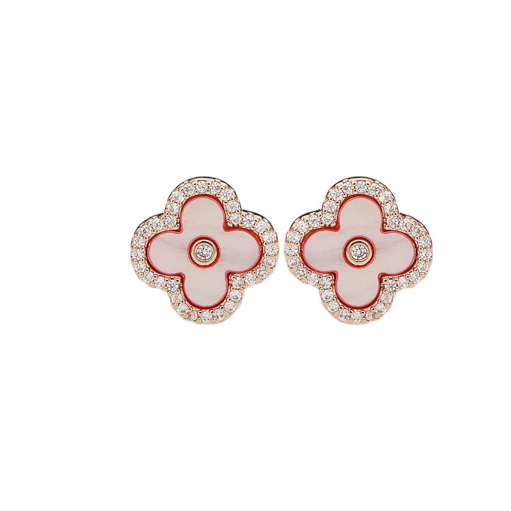 Chic Natural Mother-of-Pearl Four-Leaf Clover Earrings - Stylish, Fresh, and Trendy Accessory