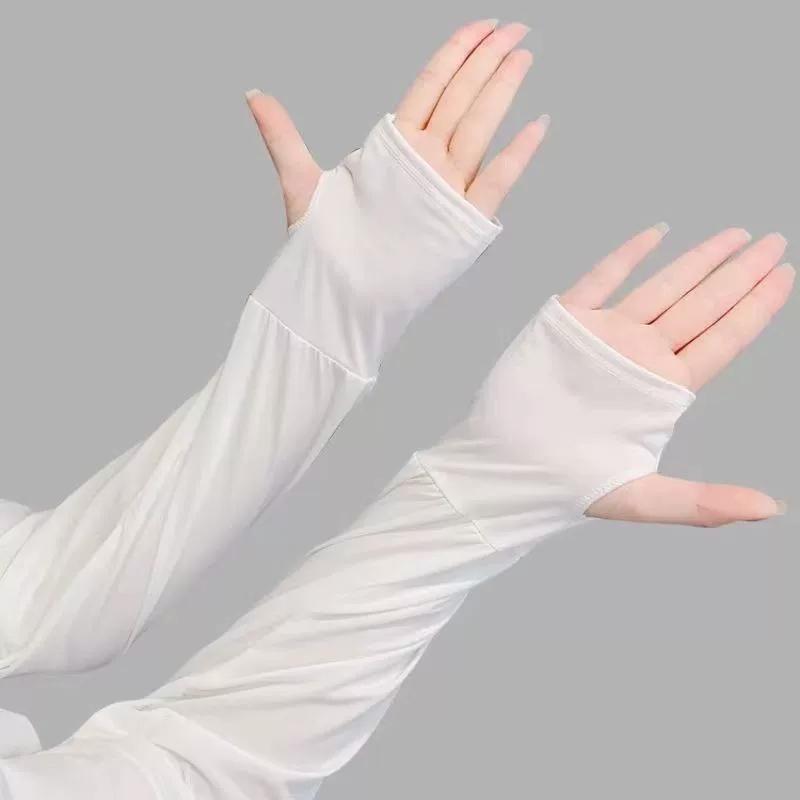 Uv Solar Arm Sleeves Woman Cycling Fingerless Gloves Cool Muff Summer Ice Silk Elastic Arm Cover Driving Anti-Sunburn Sleeve