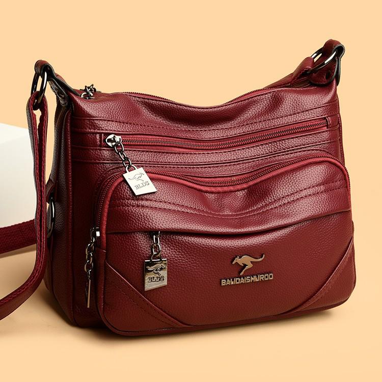 

Модна багатошарова сумка з м якої шкіри 2024 року - Універсальна велика містка сумка кросбоді/на плече для жінок середнього та похилого віку фіолетовий