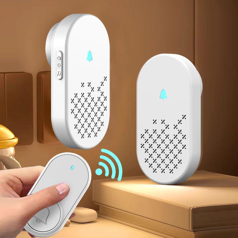 Wireless Home Doorbell with Long Range, Smart Remote Control, Plug-free, Volume Adjustable, One-to-Two, Senior Call Button