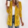 New autumn and winter women's golden velvet versatile cardigan solid color loose double-breasted medium and long coat