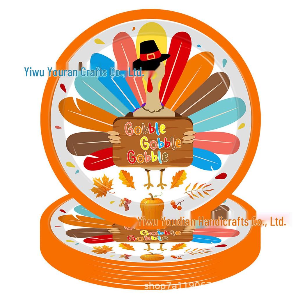 Thanksgiving Turkey Autumn Disposable Party Set: Plates, Tablecloth & Napkins