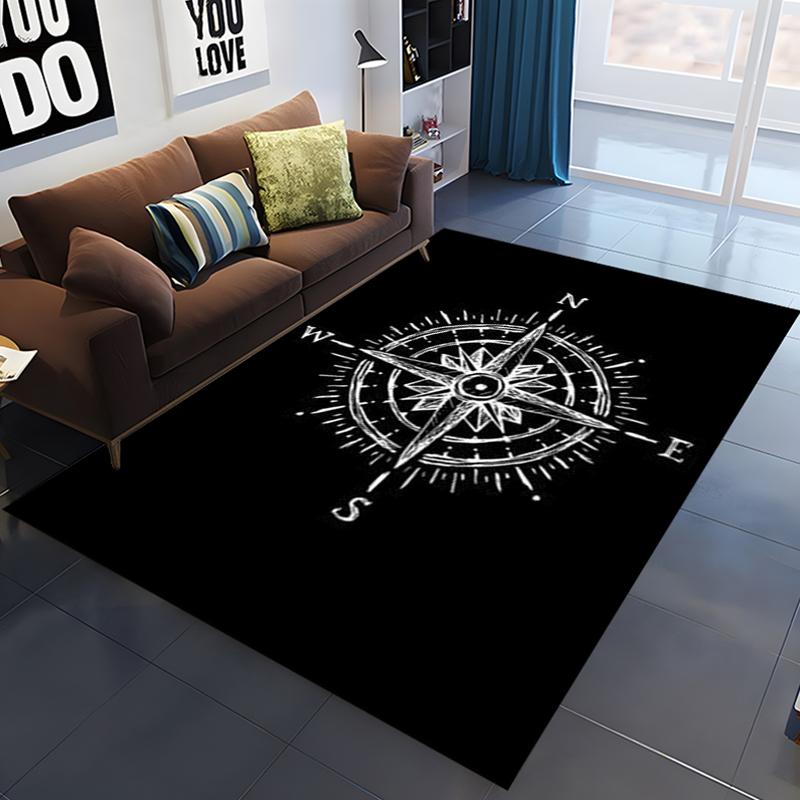 3D Retro Compass Map World Map Area Rug,Carpet Rug for Living Room Bedroom Sofa Decoration,Kitchen Doormat Non-slip Floor Mat