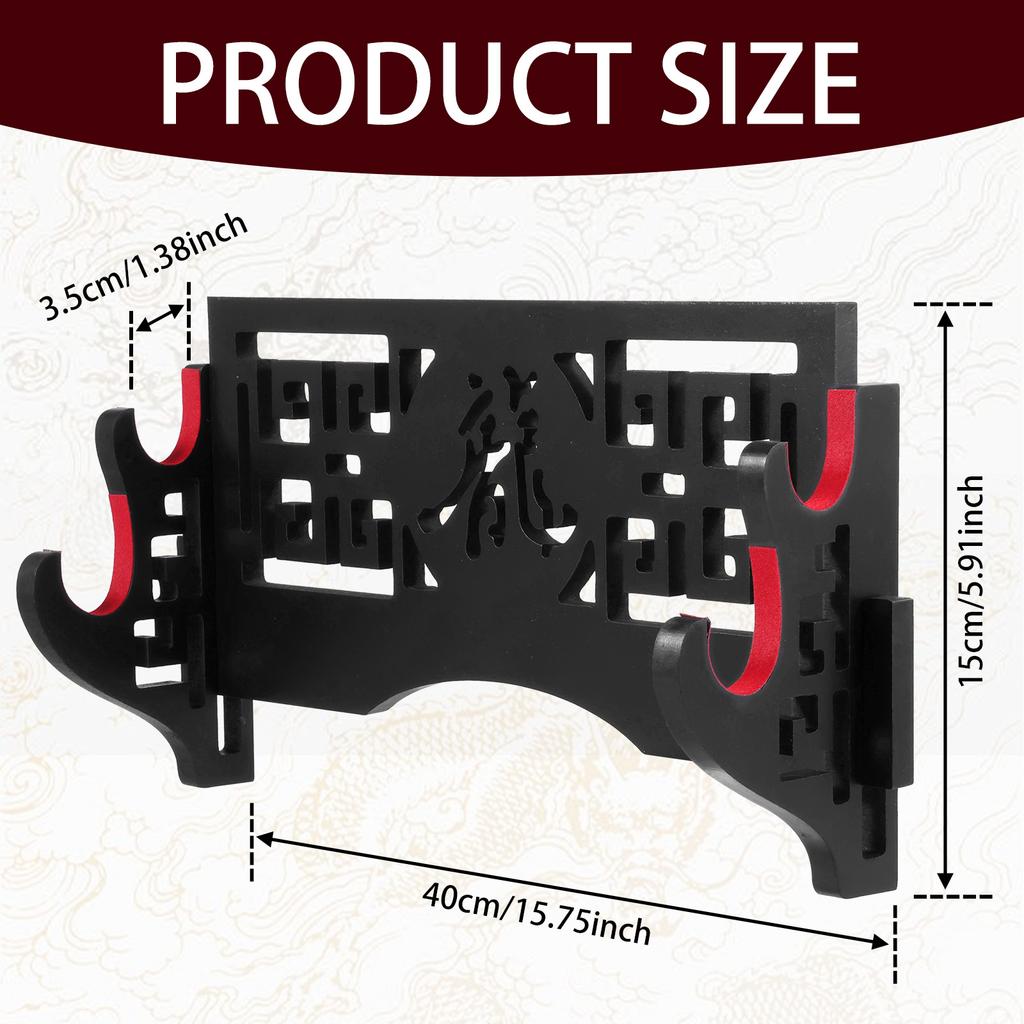 2/4 Layer Wooden Sword Stand Wall Mounted Samurai Sword Display Stand Fine Black Katana Display Rack for Home Office Decoration