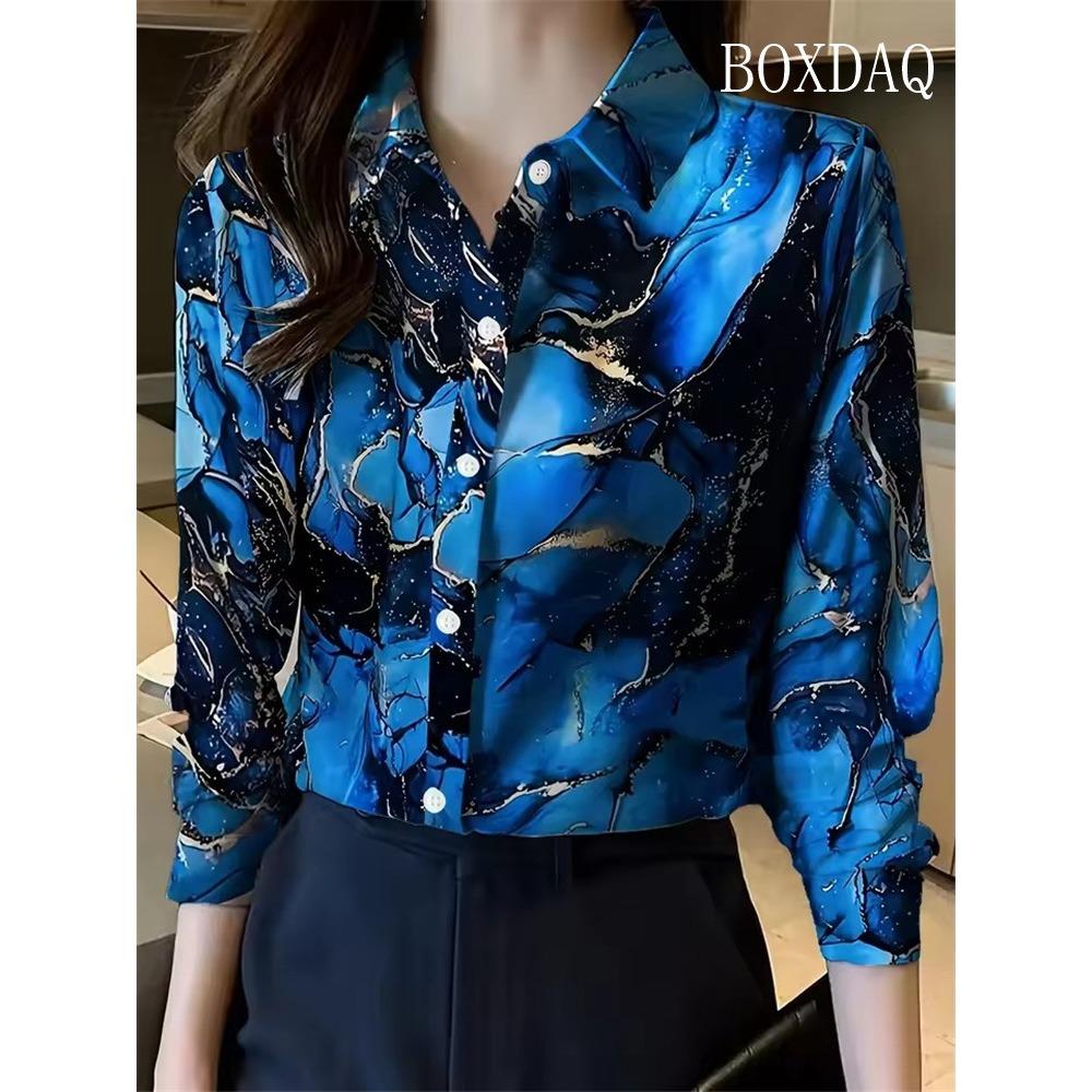 New Women's Lapel Shirt Spring Autumn Button Elegant Shirt Casual Daily Long Sleeve Blouse Fashion Party Women's Clothing