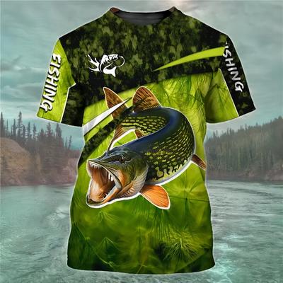Maglietta da Uomo 3d Estiva Outdoor Pesce di Mare Casual Abbigliamento da Pesca Tendenza Moda Top Manica Corta Oversize Maglietta di Alta Qualità