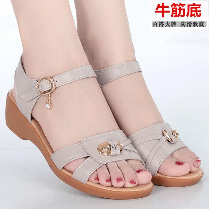 New Summer Women Sandals Open Toe Beach Shoes Female Wedges Shoes Comfortable Women's Flat Sandals Soft Soles Mom's Shoes
