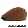 British Style Corduroy Flat Cap for Men Women Autumn Winter Warm Fleece Lined Beret Vintage Newsboy Cabbie Hat Casual Painter Peaked Cap