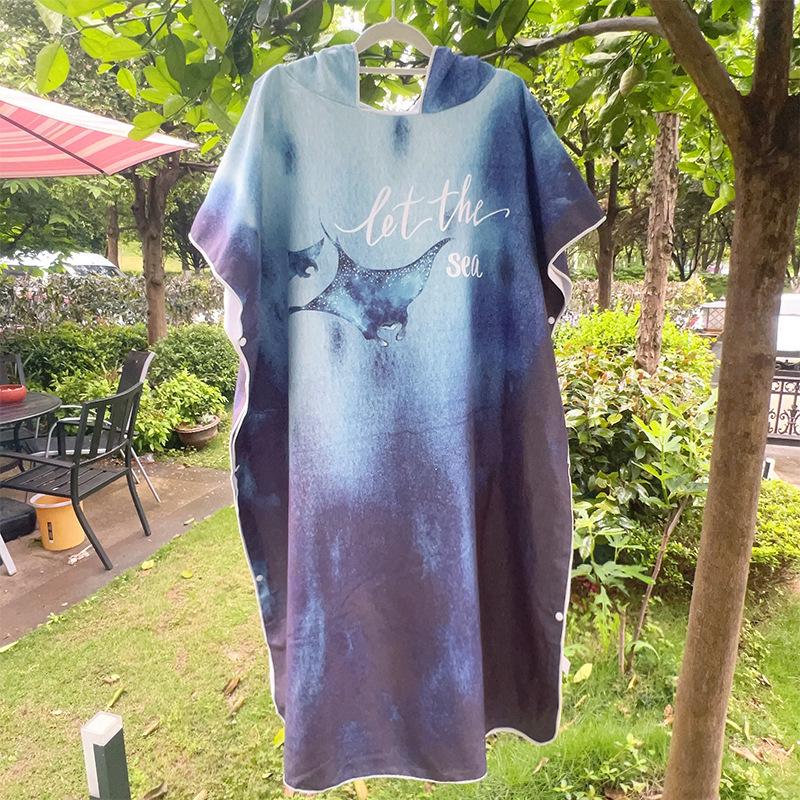 2025 Quick-Dry Hooded Swim Poncho with Zipper - Portable Bathrobe and Beach Towel