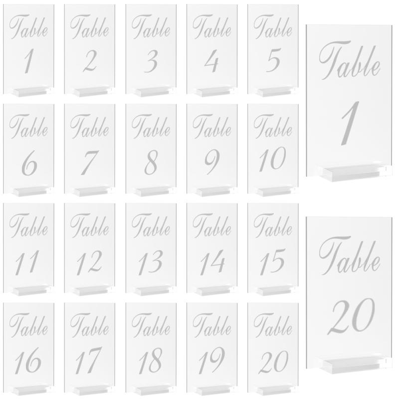 

Горячий, 20 прозрачных акриловых номеров столов с основанием для украшения свадебного приема, вечеринки 10x15cm