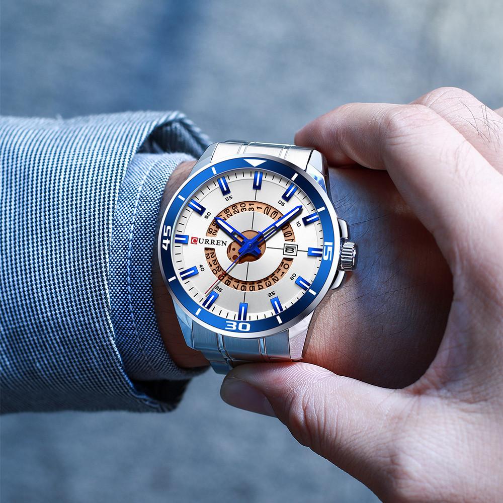 CURREN Stainless Steel Men's Watch Fashion Design Quartz Wristwatch with Date Clock Male Reloj Hombre Watch Men