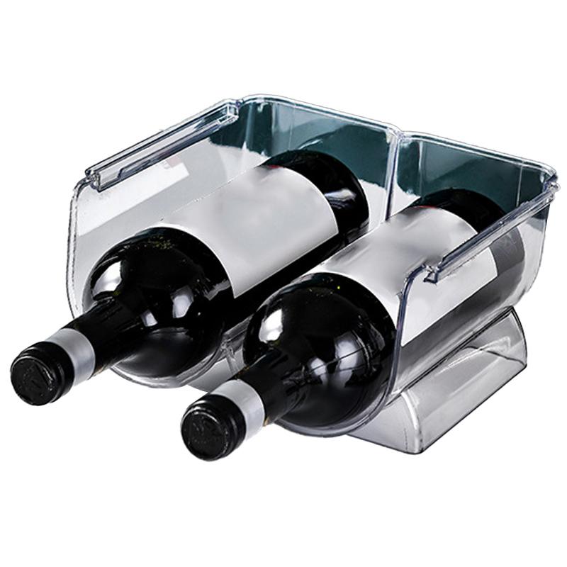 Wine Organizer Stackable Plastic Transparent Water Bear Bottle Holder Rack for Home Display 2 Bottles Transparent