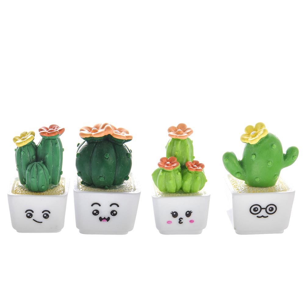 Creative Simulation Cactus Plant Decor Transparent Fleshy Car Computer Decoration Ornaments Decorative Crafts Home Accessories