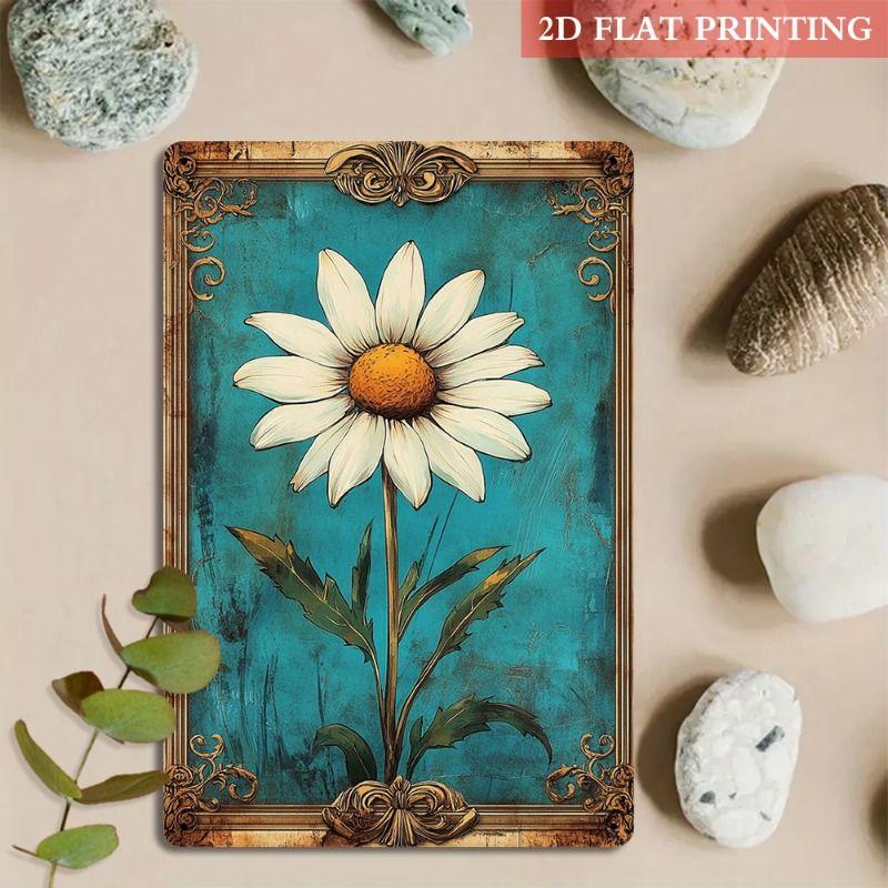 Vintage Metal Tin Sign Wall Art Floral Butterflies Decor for Home Living Room Kitchen