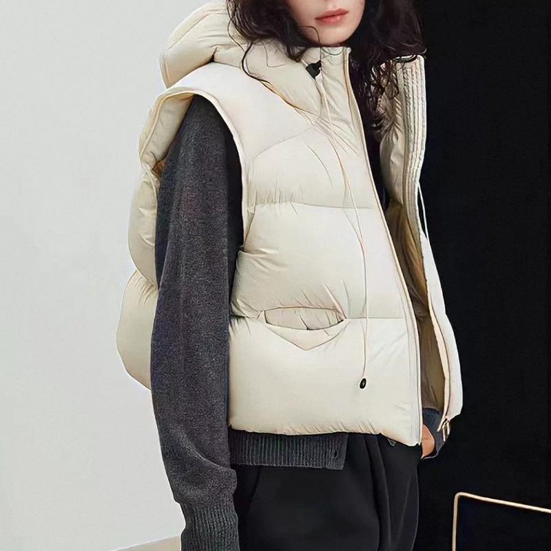 Down vest, vest, women's winter coat, fluffy duck down design, women's hooded vest, Pinghu