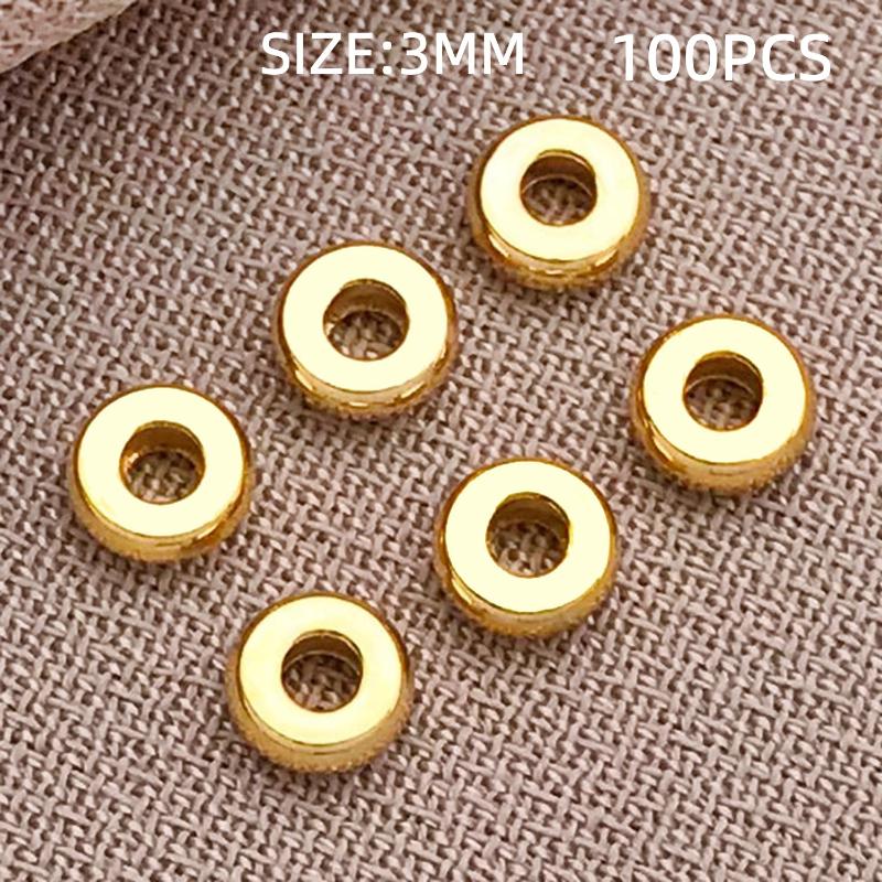 10-100Pcs Stainless Steel Gold Spacer Beads For Bracelet Jewelry Making Diy Flat Round Loose Beads Handmade Jewelry Supplies Cra