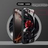 Abstract Red Rose Pattern Tempered Glass Material Phone Case For Samsung Galaxy S25 S24 S23 Ultra Plus FE Shockproof Cover