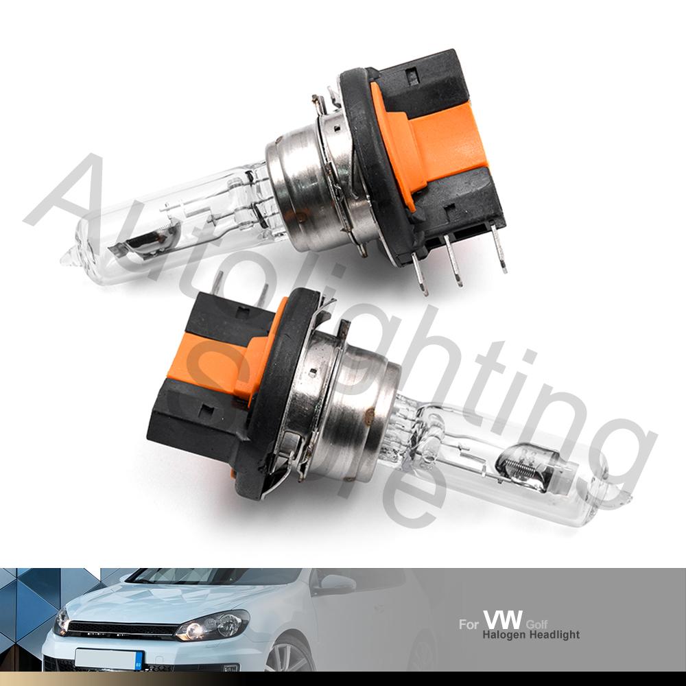2x H15 Halogen Lamp For Volkswagen VW Golf/GTi 15/55W 12V Headlight High Beam Bulbs DRL Lamps 3200K Clear Glass Car Light Source