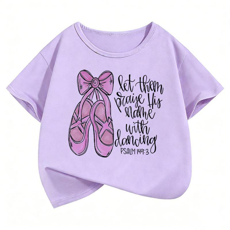 Streetwear Pink Color Dance Shoes T Shirts Funny Kids Childrens Tshirt Short Sleeve Girls Summer Spring Casual Top Tee Shirt