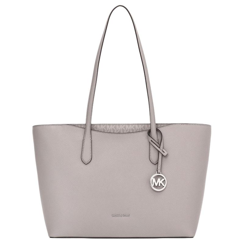 MICHAEL KORS ARDEN logo charm patchwork design cow leather tote bag shoulder bag large size women s pearl gray серый