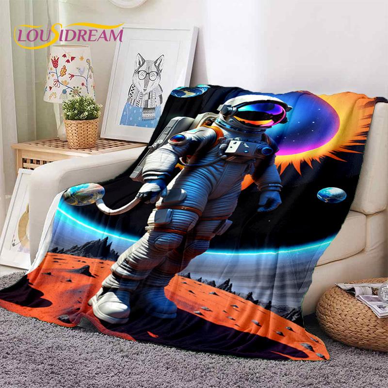 Astronaut Dream Universe Spaceman 3D Outer Space Cartoon Soft Blankets,Throw Blanket for Picnic Beds Home Bedroom Cover Kid Gift