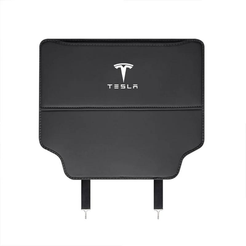 

Car Sticker 2025 Hot 1/2Pc Car Rear Seat Leather Pad Protector Mat Organizer Interior Accessories For Tesla Model 3 Model S X Mo