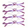 4 Pairs of Ladies' Reading Glasses Anti Blue Light Glasses Diamond Cutting Design Computer Glasses Anti Fatigue Reading Glasses
