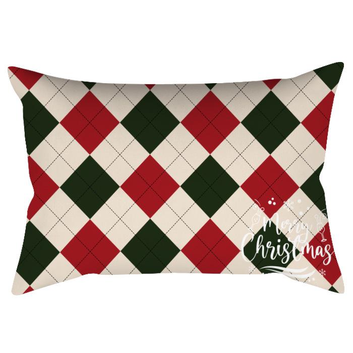 Weihnachten Bedruckter Pfirsich Samt Taillenkissenbezug Weihnachtsmann Schneeflocke Heimdeko Feiertags-Kissenbezug Dekokissen