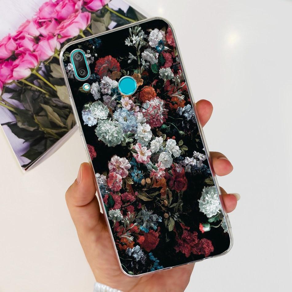 For Huawei Y7 2019 Phone Case Huawei Y7 Prime Pro (2019) DUB-LX1 LX2 LX3 Cute Panda Flower Pattern Soft Silicone TPU Cases