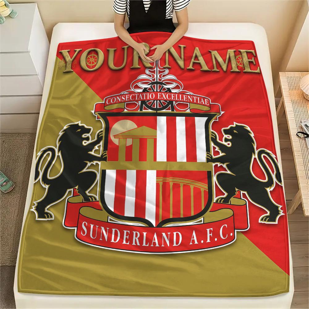 1PC Custom Name Sunderland AFC Patterned Flannel Blanket Suitable For All Seasons for Home Decor Warmth and Comfort Gifts Holiday Present -HE219