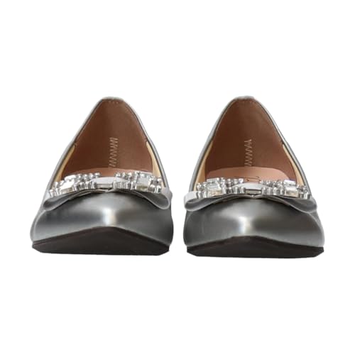 Bridget Birkin Damen Ballerina Regenschuhe mit Strassschleife (554022), Silber, Größe 24,5 cm