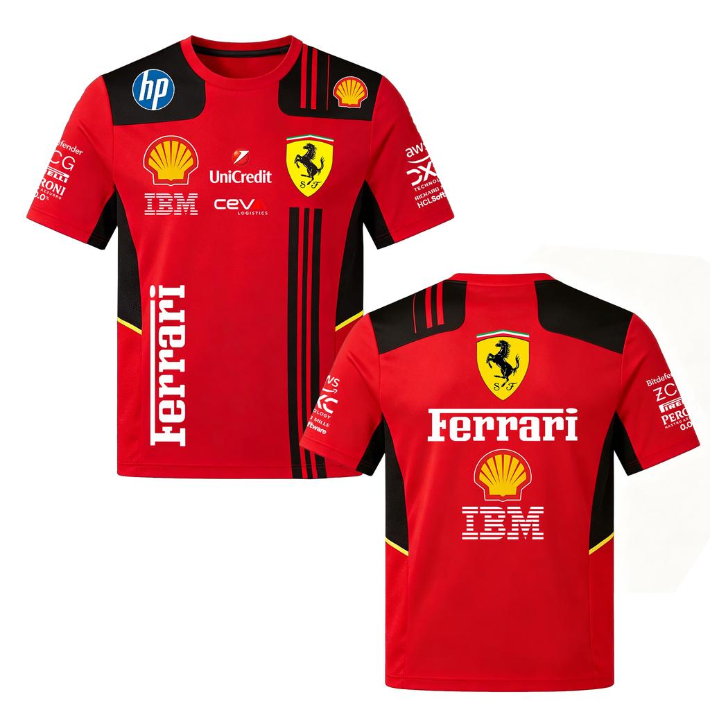 2026 Ferrari Summer Round Neck 3D Print T-shirt Formula 1 Motor Racing Short Sleeve Top