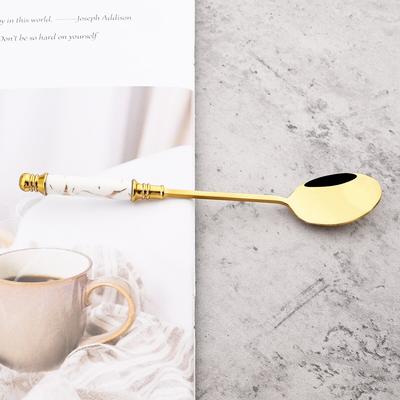 2 pezzi oro nero creativo imitazione marmo cucchiaio da caffè set piccolo cucchiaio in acciaio inossidabile stoviglie da cucina accessori argenteria