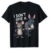 Funny "I Don't Care" Mouse and Donkey Graphic T-Shirt - 180g Cotton Vintage Loo